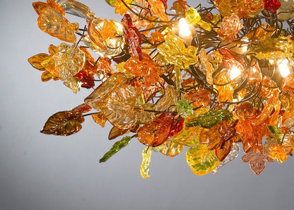 Chandeliers Ceiling Lights with Orange flowers and leaves for Dining Room, living room or bedroom.