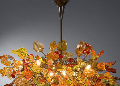 Chandeliers Ceiling Lights with Orange flowers and leaves for Dining Room, living room or bedroom.