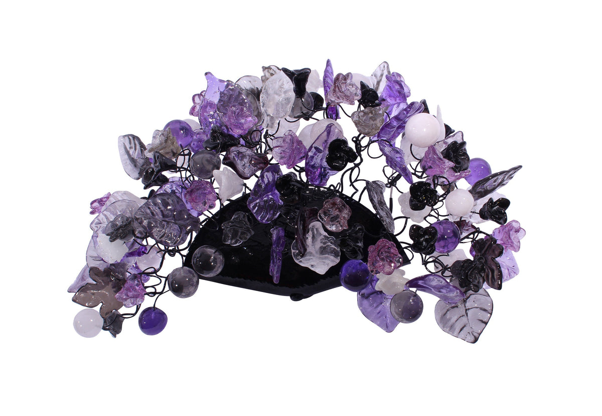 Purple Flower and Leaves Wall Sconce: Resin Bubble Lighting Fixture