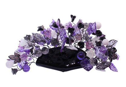 Purple Flower and Leaves Wall Sconce: Resin Bubble Lighting Fixture