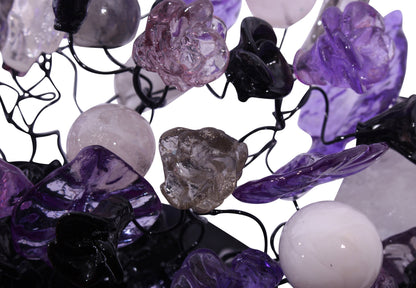 Purple Flower and Leaves Wall Sconce: Resin Bubble Lighting Fixture