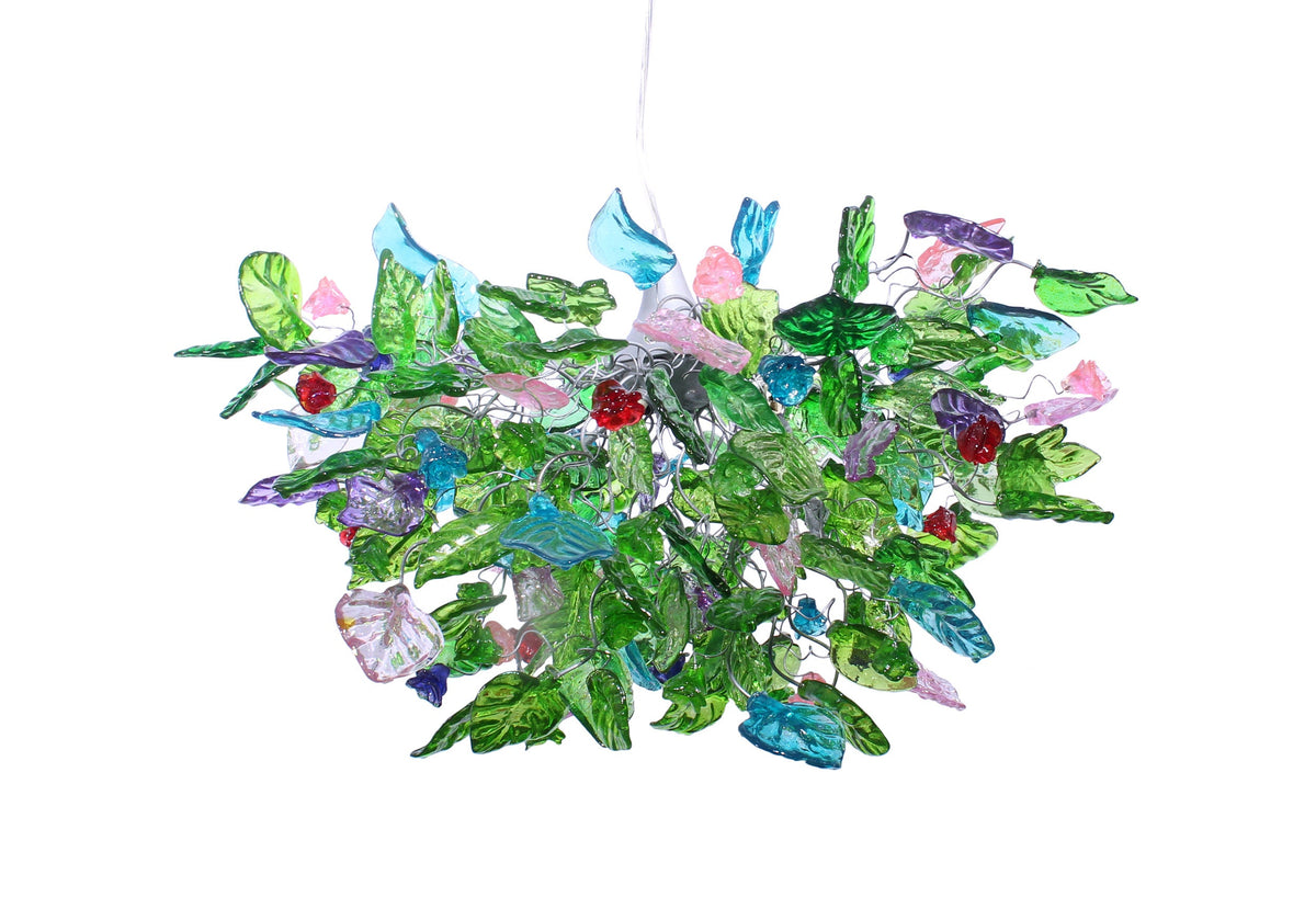 Unique Chandelier with green color flowers and leaves for Dining Room, hall or bedroom.