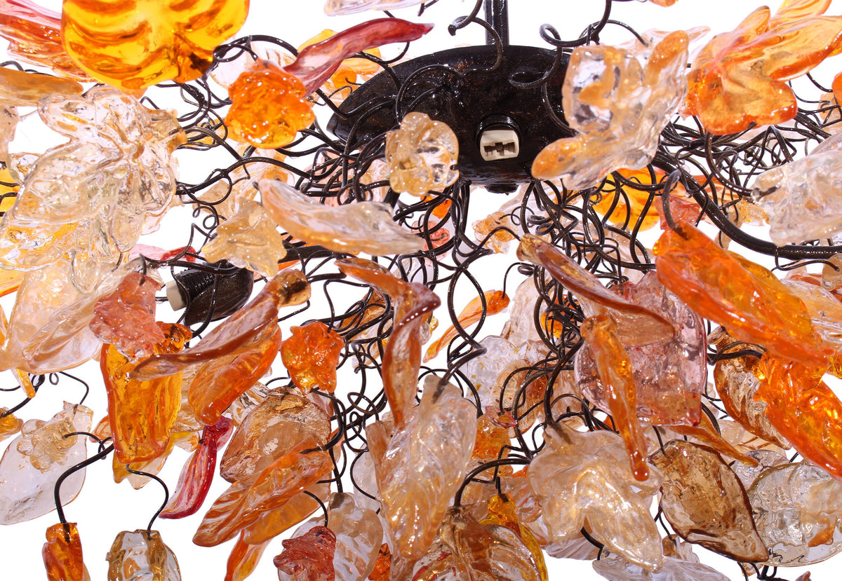 Modern Large Oval Hanging Chandelier: Resin Flowers and Leaves Ceiling Lighting