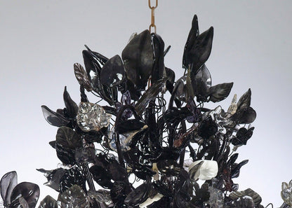 Royal Chandeliers Lighting with Black leaves and flowers, elegant black hanging Chandeliers.