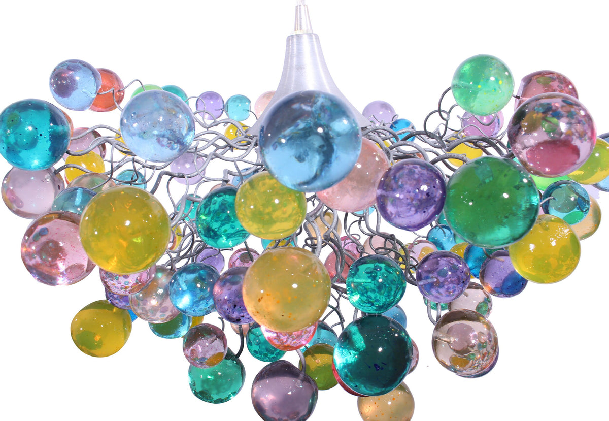 Pastel Bubble Chandelier: Handmade Resin Hanging Light