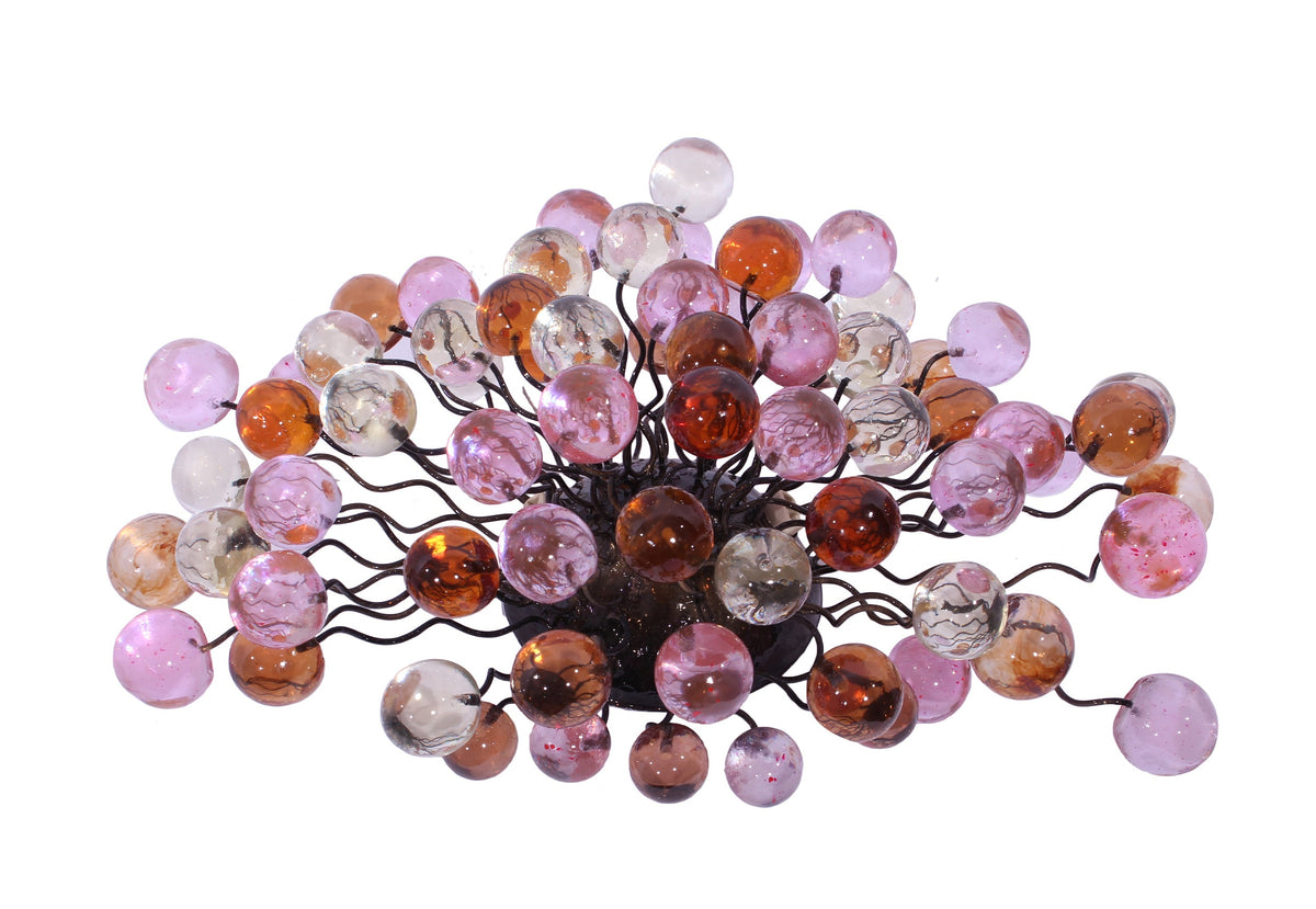 Bubble Wall Sconce: Resin Orb Light Fixture Amber Pink Clear Bronze Base