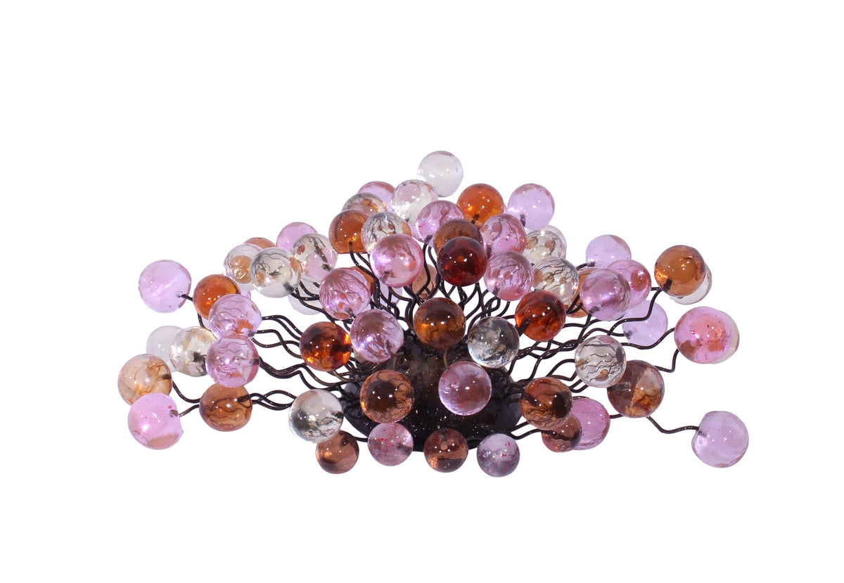 Bubble Wall Sconce: Resin Orb Light Fixture Amber Pink Clear Bronze Base