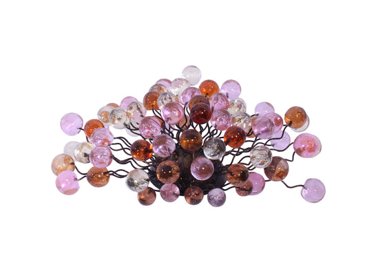Bubble Wall Sconce: Resin Orb Light Fixture Amber Pink Clear Bronze Base