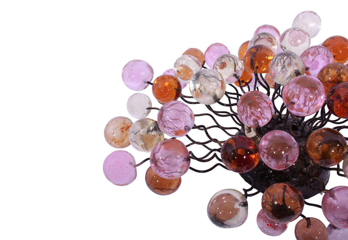 Bubble Wall Sconce: Resin Orb Light Fixture Amber Pink Clear Bronze Base