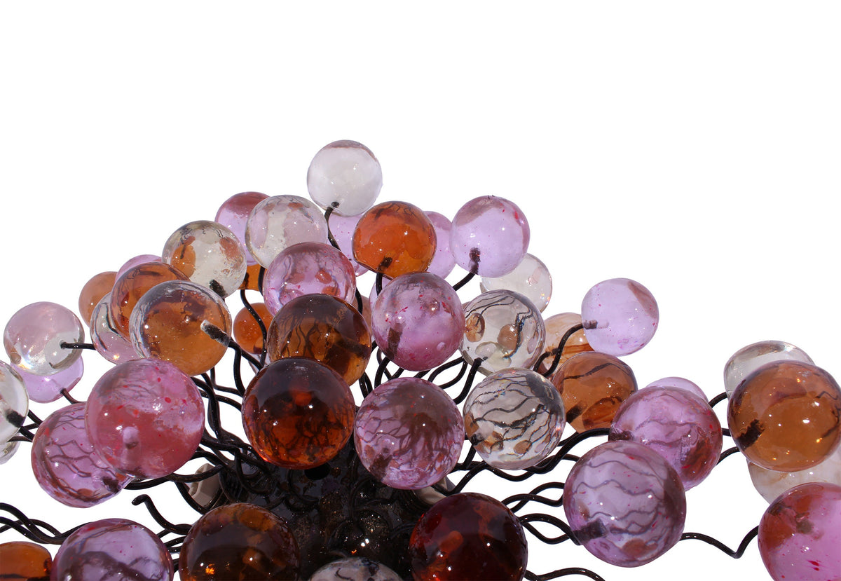 Bubble Wall Sconce: Resin Orb Light Fixture Amber Pink Clear Bronze Base