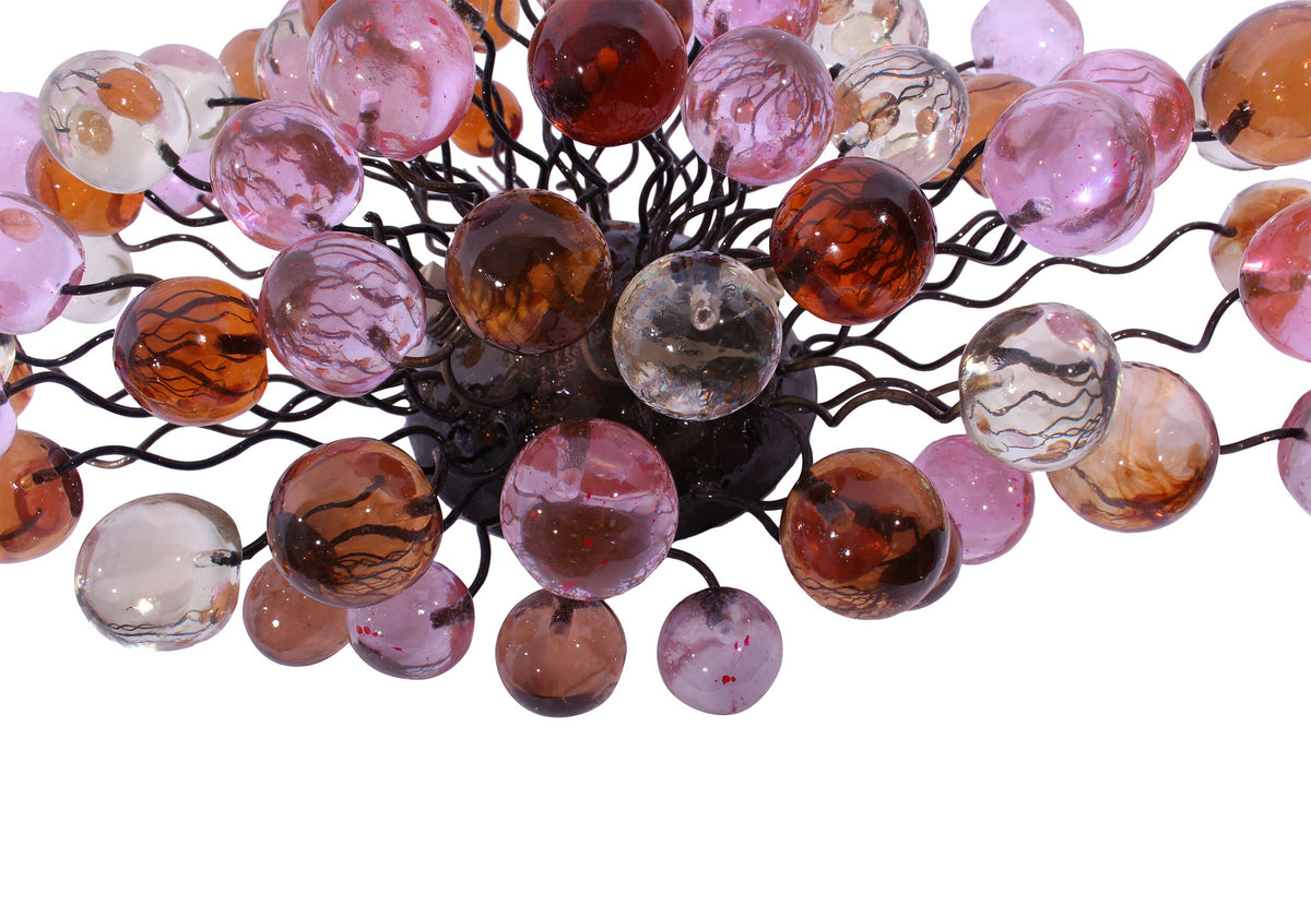Bubble Wall Sconce: Resin Orb Light Fixture Amber Pink Clear Bronze Base