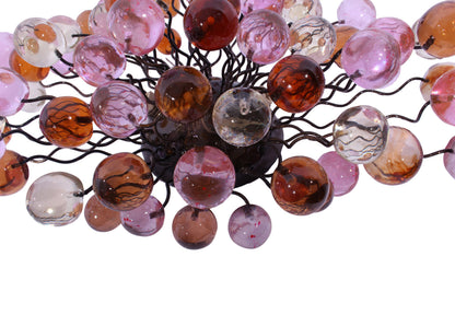 Bubble Wall Sconce: Resin Orb Light Fixture Amber Pink Clear Bronze Base