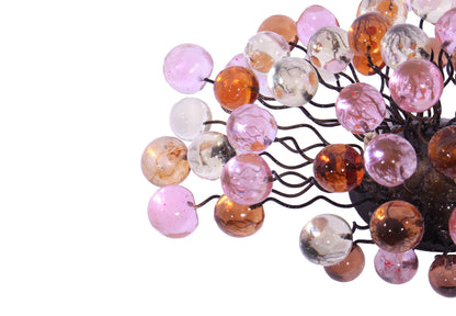 Bubble Wall Sconce: Resin Orb Light Fixture Amber Pink Clear Bronze Base