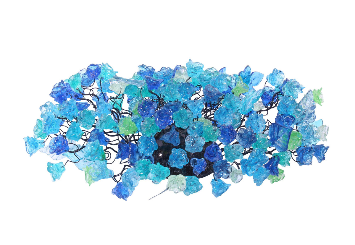Wall light fixture up and down sconce lighting with blue sea color flowers and leaves