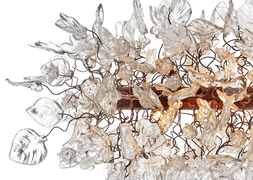 Large Ceiling Chandelier with Transparent flowers and leaves for Dining Room, living room. unique and special lighting