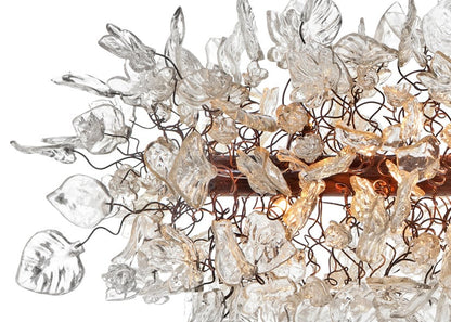 Large Ceiling Chandelier with Transparent flowers and leaves for Dining Room, living room. unique and special lighting