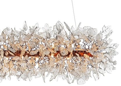 Large Ceiling Chandelier with Transparent flowers and leaves for Dining Room, living room. unique and special lighting