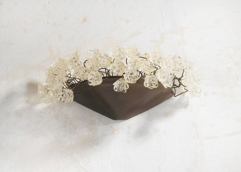 Resin Flower Bronze Metal Wall Sconce: Up-Lit Decorative Light