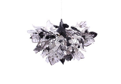 Gray Black Clear Resin Flower Leaf Chandelier: Handmade Dining Room Ceiling Light