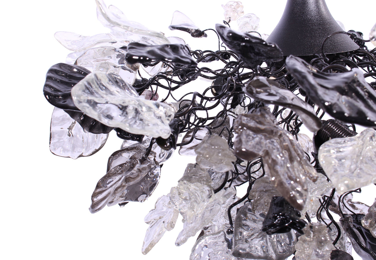 Gray Black Clear Resin Flower Leaf Chandelier: Handmade Dining Room Ceiling Light