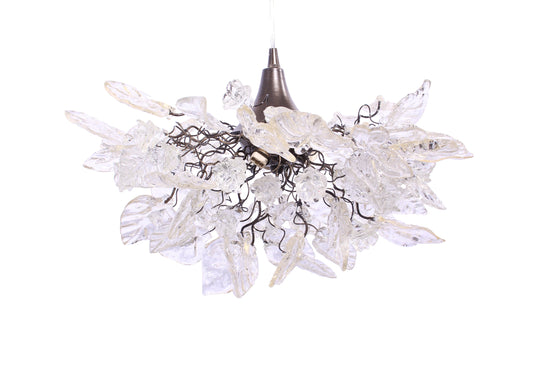 Gorgeous Clear Flower and Leaf Chandelier for Dining Room, Hall or Bedroom - Stunning Floral Lighting Fixture with Soft Colors