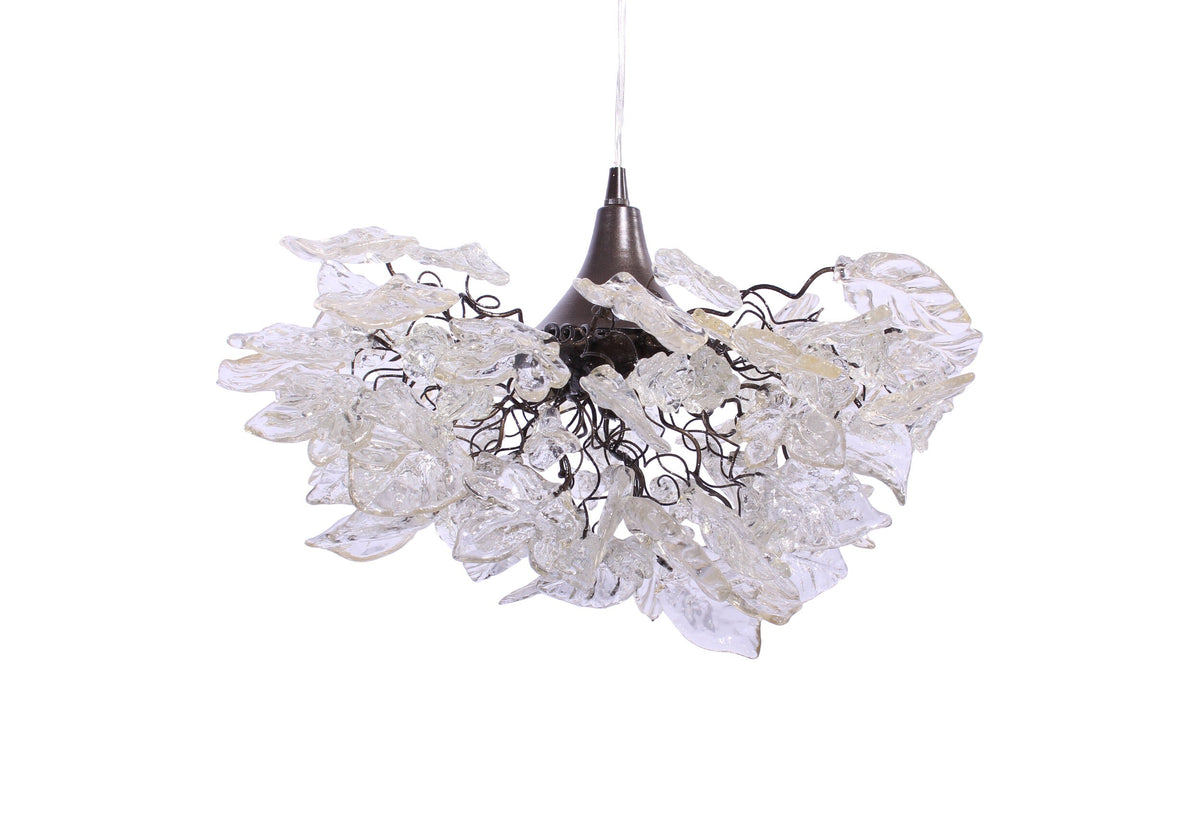 Gorgeous Clear Flower and Leaf Chandelier for Dining Room, Hall or Bedroom - Stunning Floral Lighting Fixture with Soft Colors