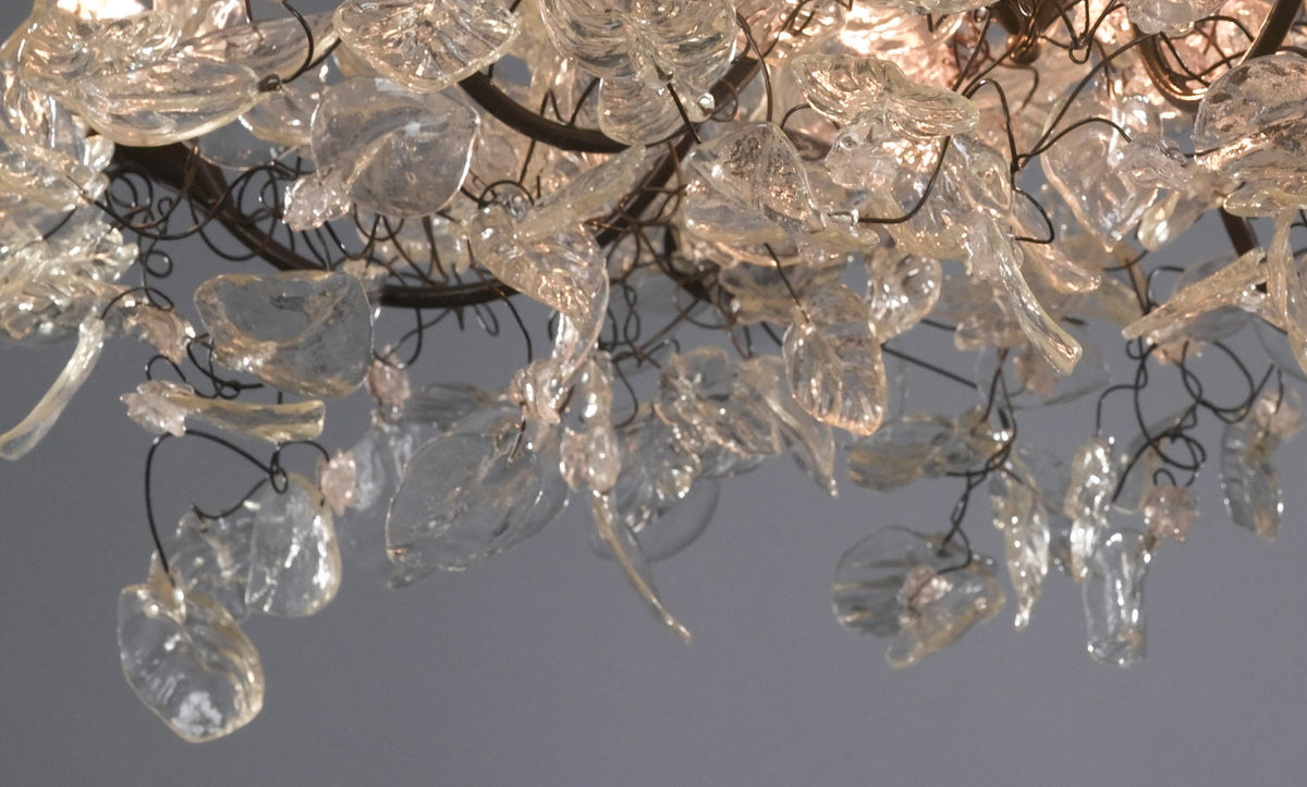 Floral Chandelier: Resin Flowers & Leaves, Dining Room Lighting
