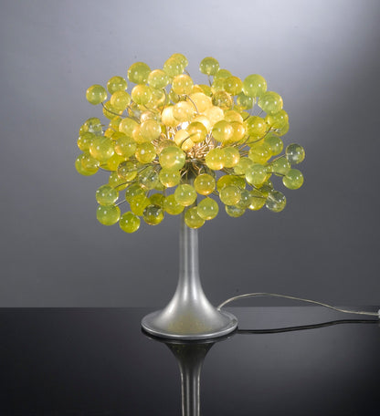 Yellow Table lamp, bedside lamp with lemon green bubbles with metal wires, small table lamp, lemon lime bubbles lighter.
