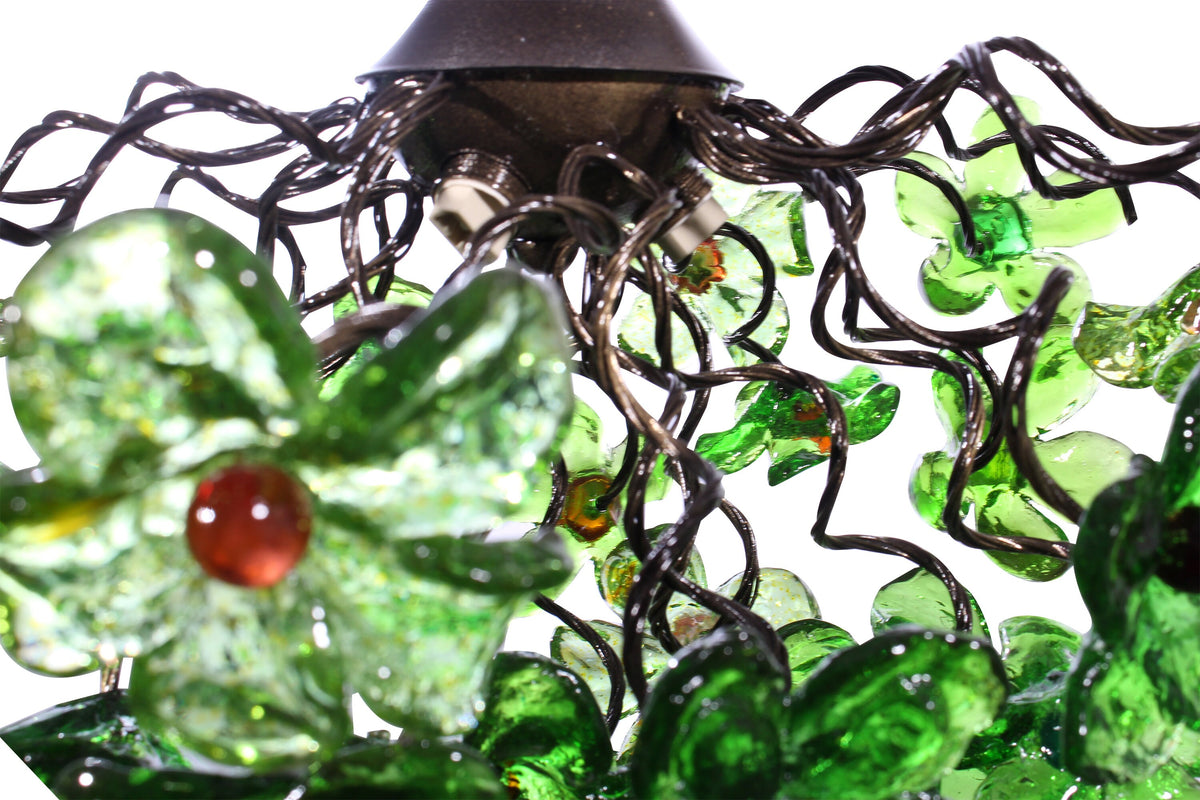 Elegant Chandelier with Handmade Green Flowers for Dining Room, Hall, or Bedroom - Stunning Resin Floral Ceiling Light Fixture