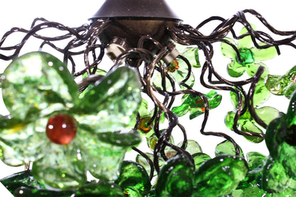 Elegant Chandelier with Handmade Green Flowers for Dining Room, Hall, or Bedroom - Stunning Resin Floral Ceiling Light Fixture