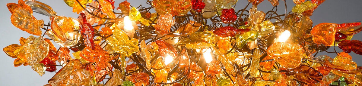Ceiling Lighting with flowers and leaves, Hanging chandeliers
