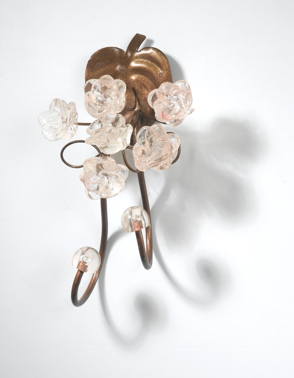 Bronze Metal Wall Hooks: Resin Flower Decorative Hanger