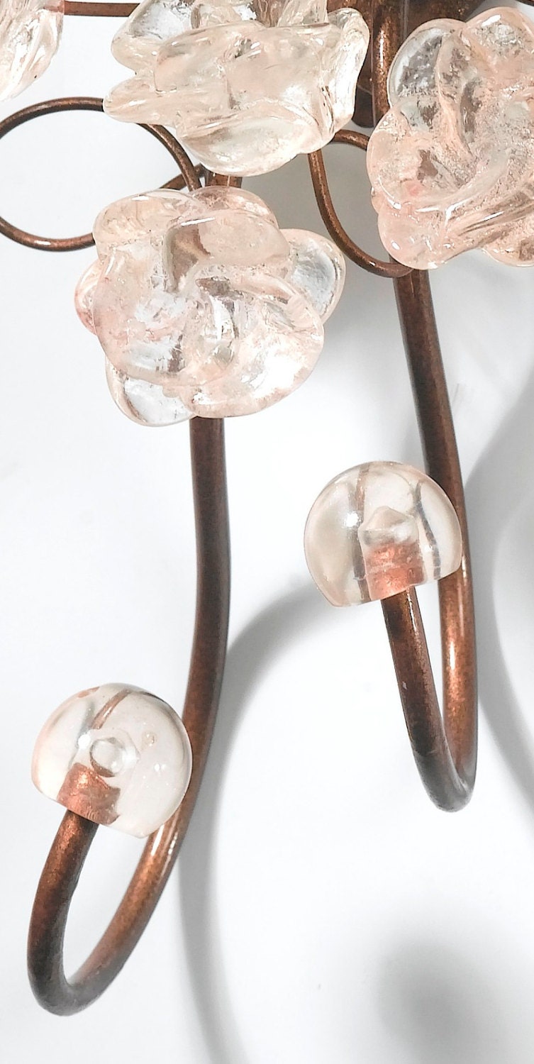 Bronze Metal Wall Hooks: Resin Flower Decorative Hanger