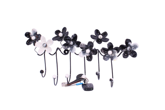 Decorative Wall Hooks, Coat rack with Multicolored resin flowers, for towel, jewelry.