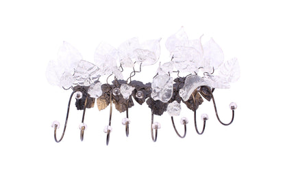 Unique hooks Coat Rack, Wall Hook with Transparent clear resin flowers and leaves, decorative wall hanger.