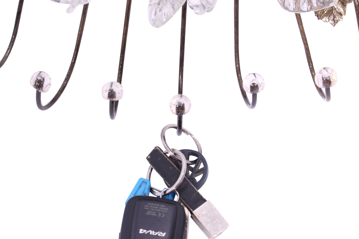 Unique hooks Coat Rack, Wall Hook with Transparent clear resin flowers and leaves, decorative wall hanger.