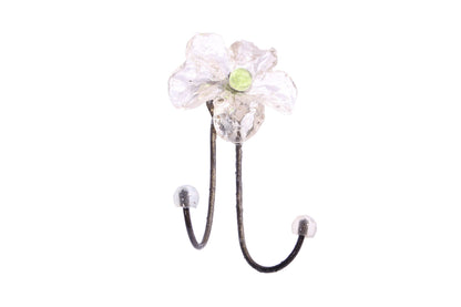 Bronze Wall Hook: Clear Resin Flower Decorative Hanger