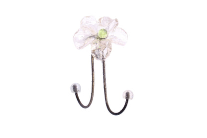 Bronze Wall Hook: Clear Resin Flower Decorative Hanger