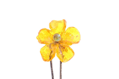 Wall Hook with yellow resin flower, decorative wall hanger.