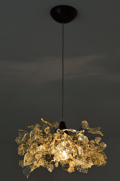 Floral Chandelier with Natural Leaves: Bedroom Lighting