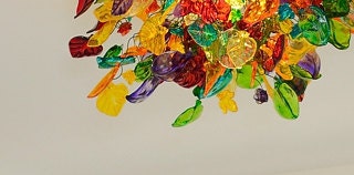 Multicolored Resin Flower Ceiling Light: Flush Mount Fixture, 26"