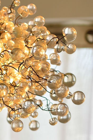 Clear Bubble Chandelier: Handmade Polyester Resin Ceiling Light