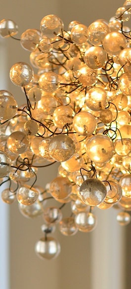 Clear Bubble Chandelier: Handmade Polyester Resin Ceiling Light