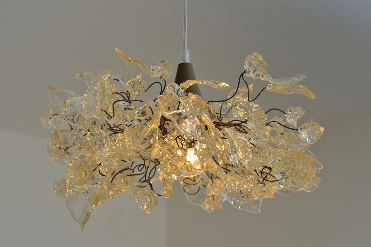 Floral Chandelier with Natural Leaves: Bedroom Lighting