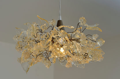 Floral Chandelier with Natural Leaves: Bedroom Lighting