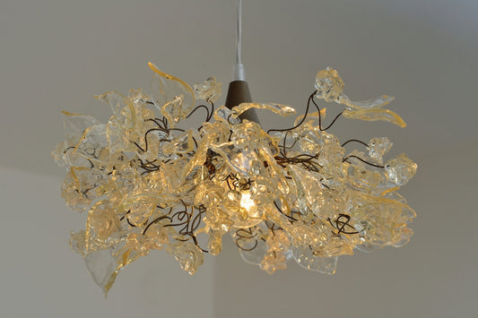 Floral Chandelier with Natural Leaves: Bedroom Lighting