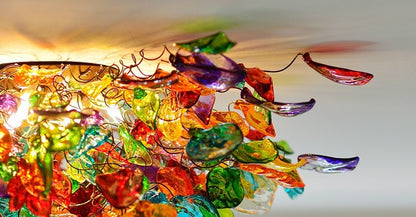 Multicolored Resin Flower Ceiling Light: Flush Mount Fixture, 26"