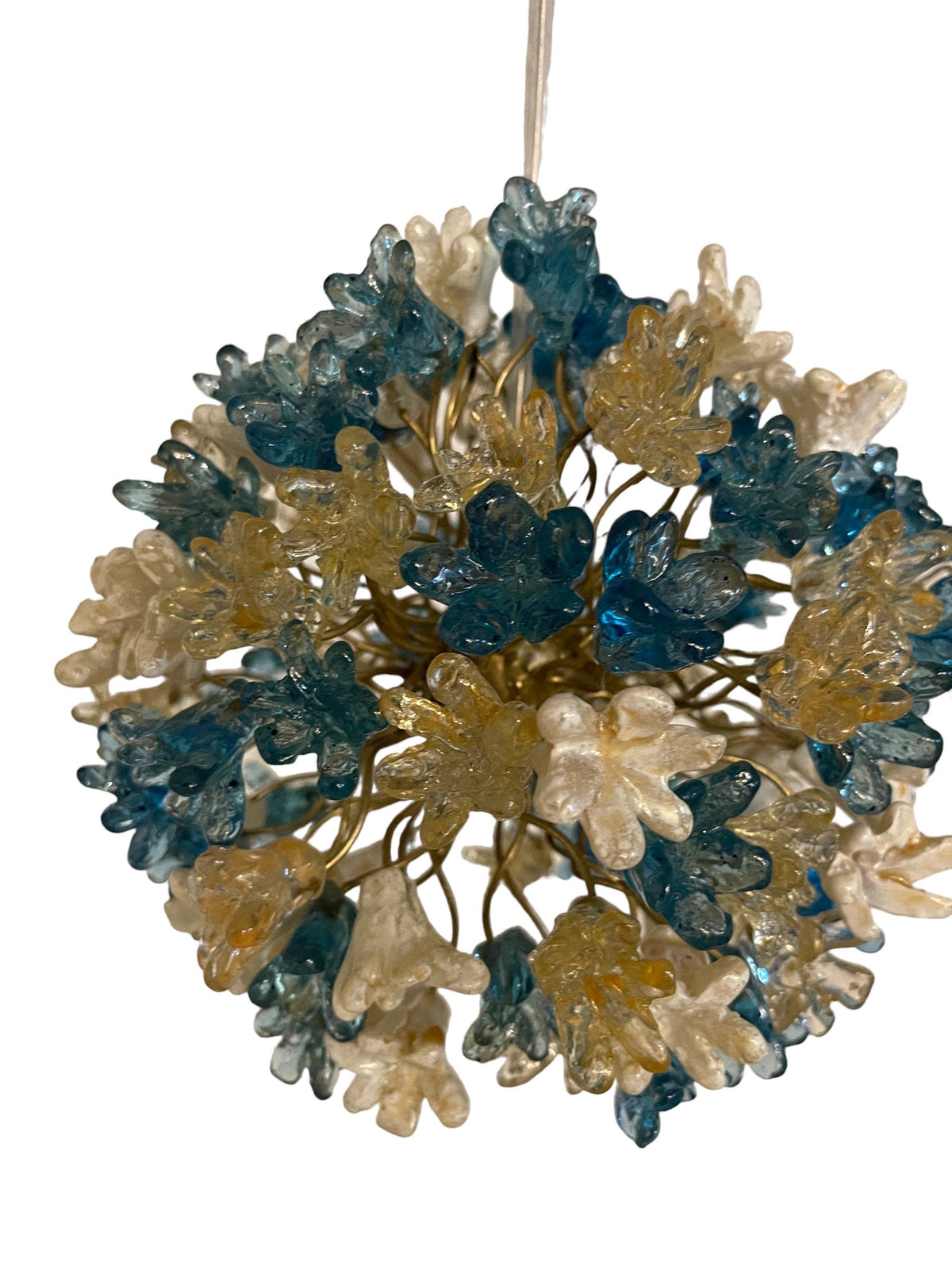 Blue pendant light with flowers for hall or bathroom, or as a bedside light - a unique pendant lights.