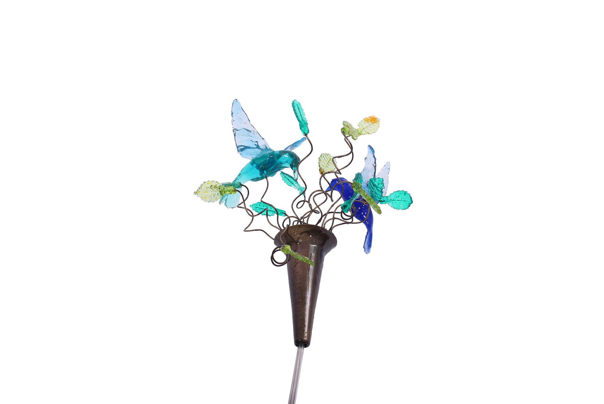 Plug-in Wall Sconce: Blue Resin Flowers and Birds Bedroom Lamp