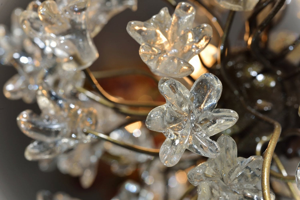 Chandeliers Light with clear jumping flowers, Ceiling Lighting Fixtures chandelier with 10 arms for Dining Room table